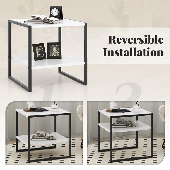 Giantex 20 Inch End Table, Modern Square Side Table with Storage Shelf, Small Coffee Table for Living Room