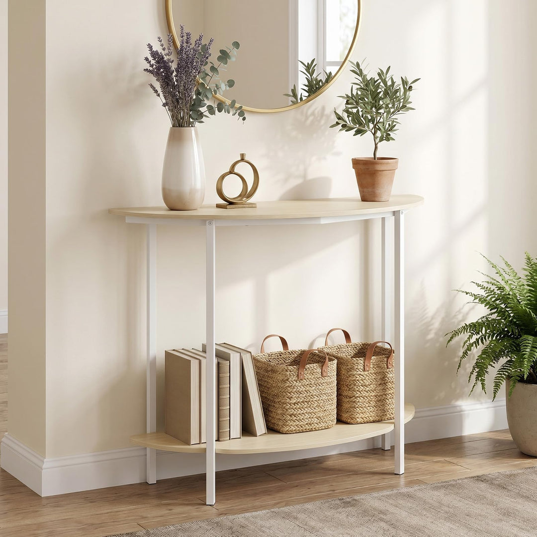 Giantex Half Moon Console Table | 40" Narrow Entryway Table with Storage Shelf
