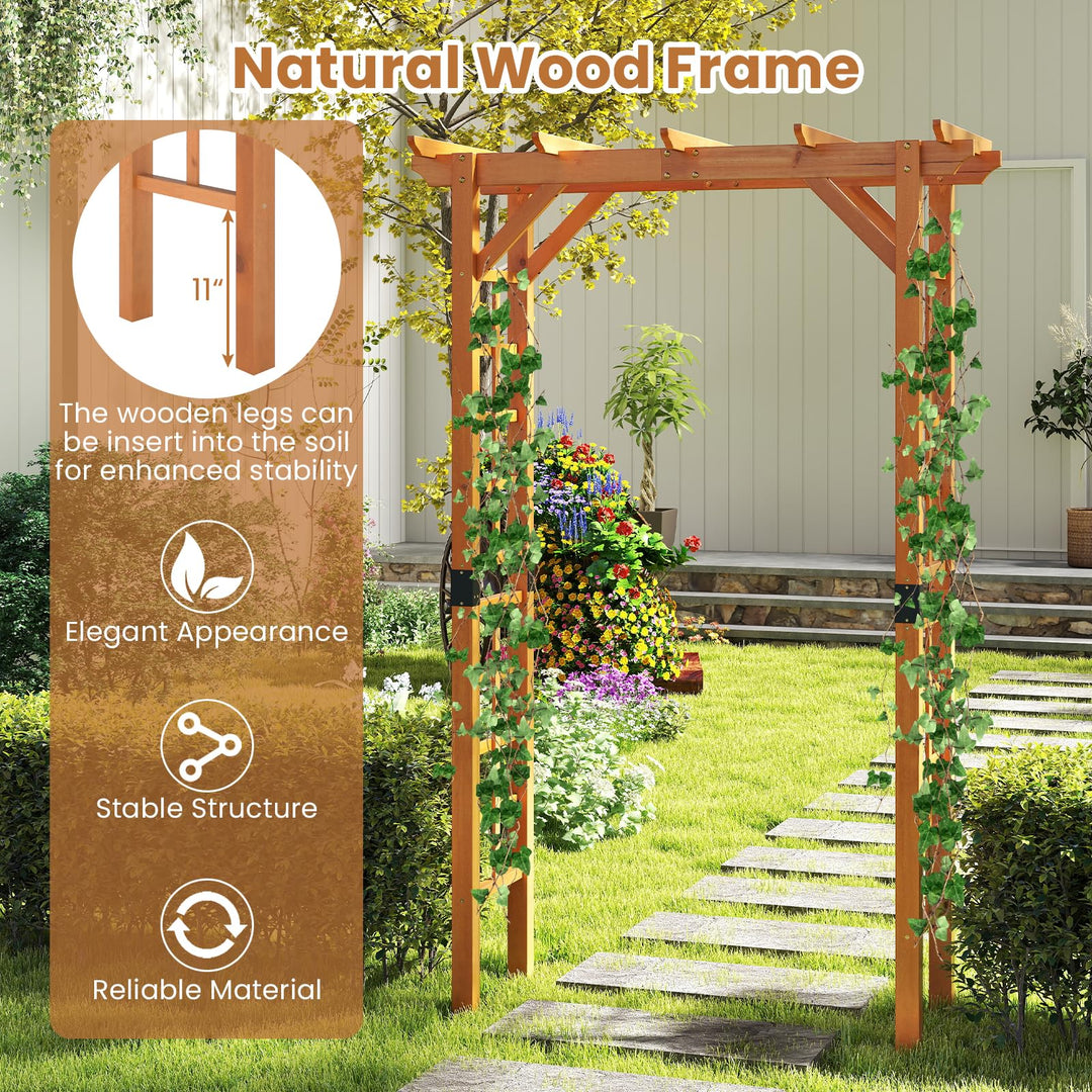 Giantex 7FT Wood Garden Arbor Trellis for Ceremony Party
