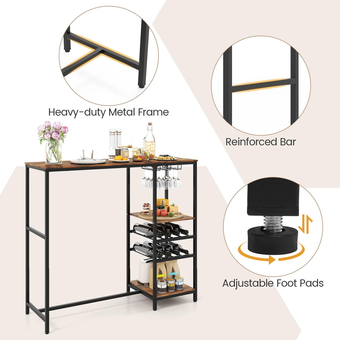 Giantex 48" Bar Table with Storage Shelves for Kitchen Living Room Dinette