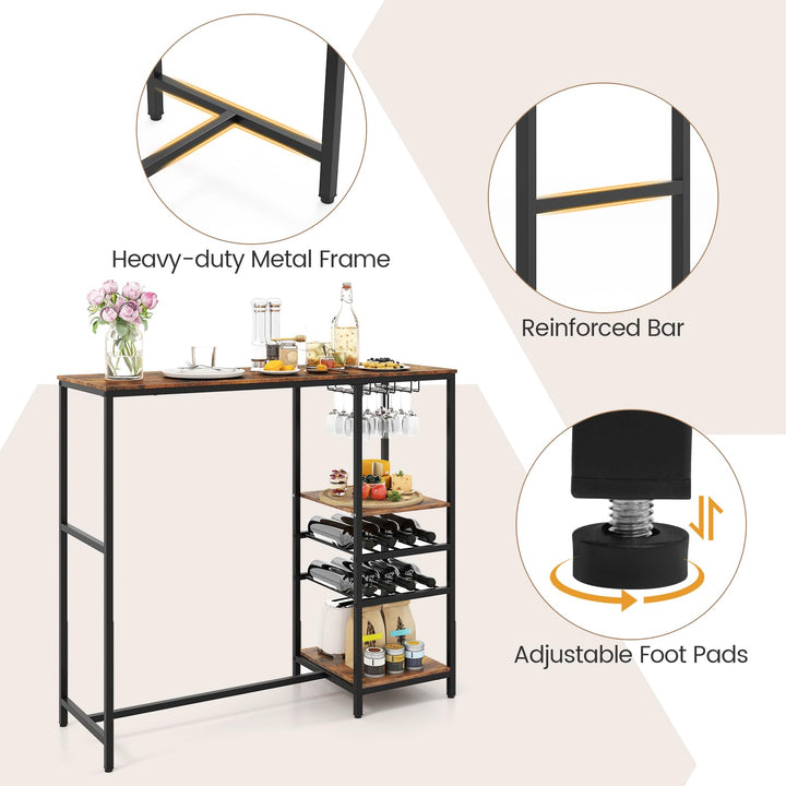 Giantex 48" Bar Table with Storage Shelves for Kitchen Living Room Dinette