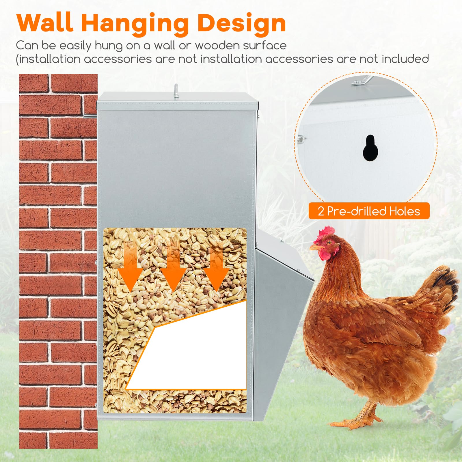 Giantex 50 lbs Galvanized Chicken Feeder