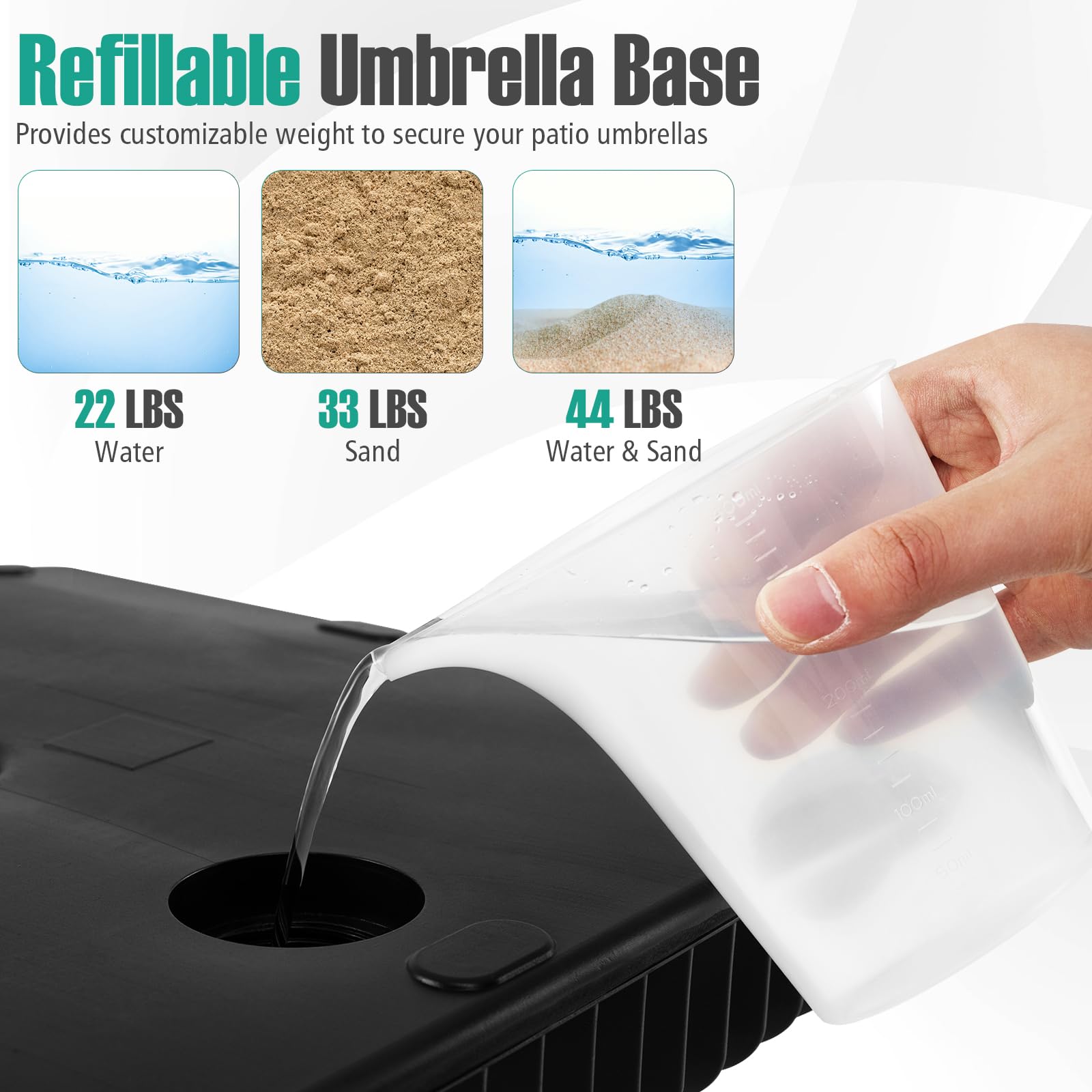 Giantex 44 lbs HDPE Square Fillable Umbrella Base