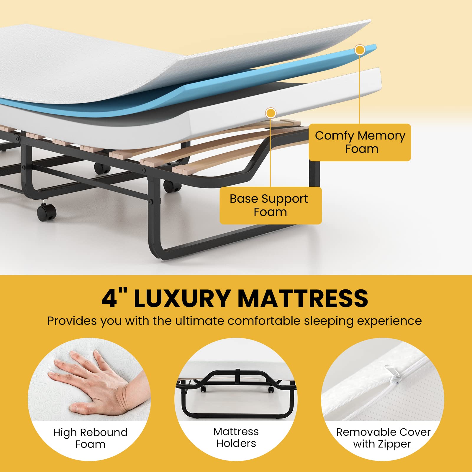 Giantex Folding Bed with 4 Inch Mattress for Adults