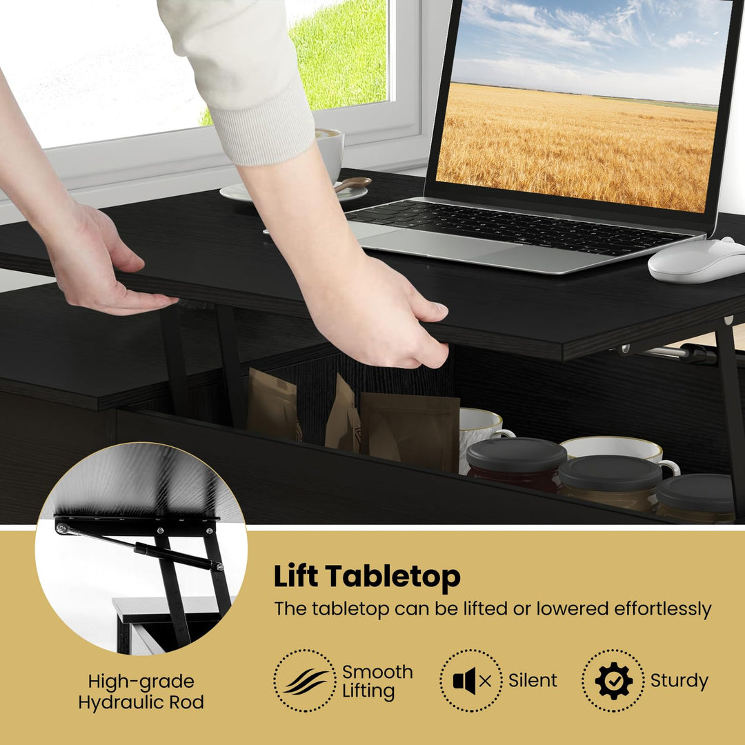 GIANTEX Lift Top Coffee Table with Hidden Compartment