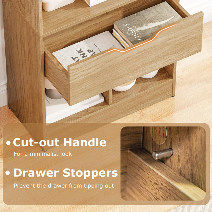 Giantex Bookcase with Drawer 51" Tall Freestanding Storage Organizer（6-Tier)