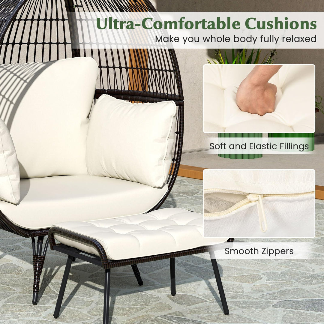 Giantex Oversized Wicker Egg Chair with Thick Cushions