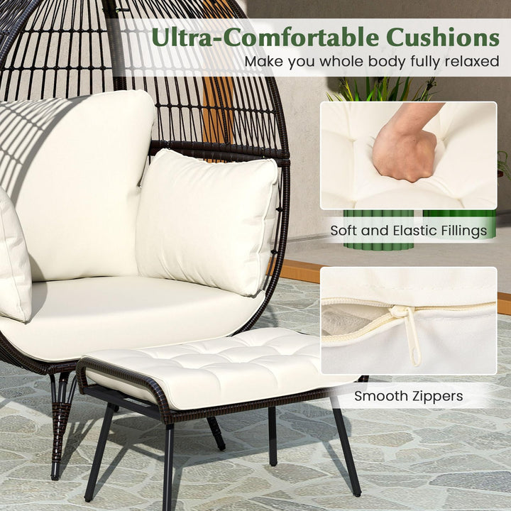 Giantex Oversized Wicker Egg Chair with Thick Cushions