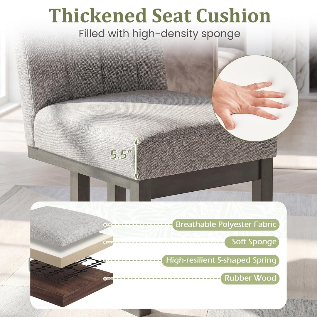 Giantex Farmhouse Fabric Upholstered Kitchen Chairs with 5.5" Thickened Padded Seat