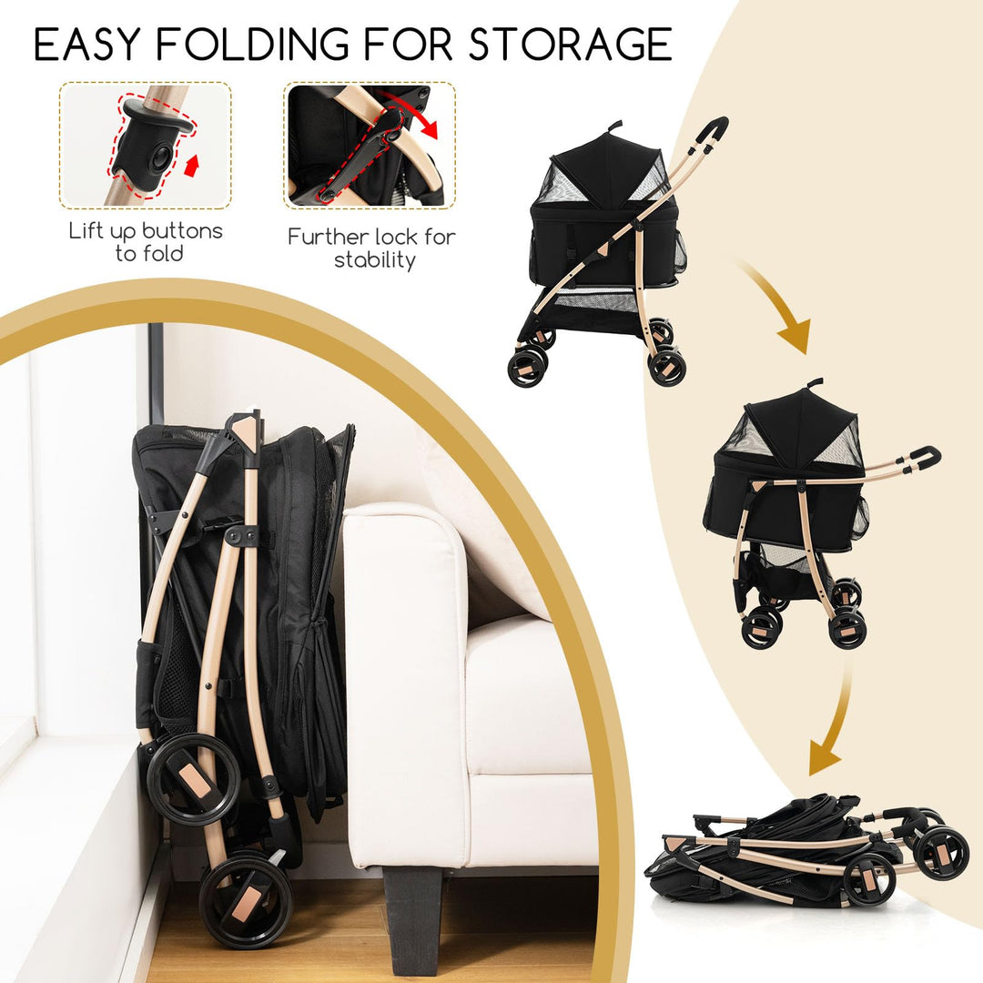 Giantex Pet Stroller 3-in-1, Folding Dog Stroller Detachable Carrier C – Giantexus
