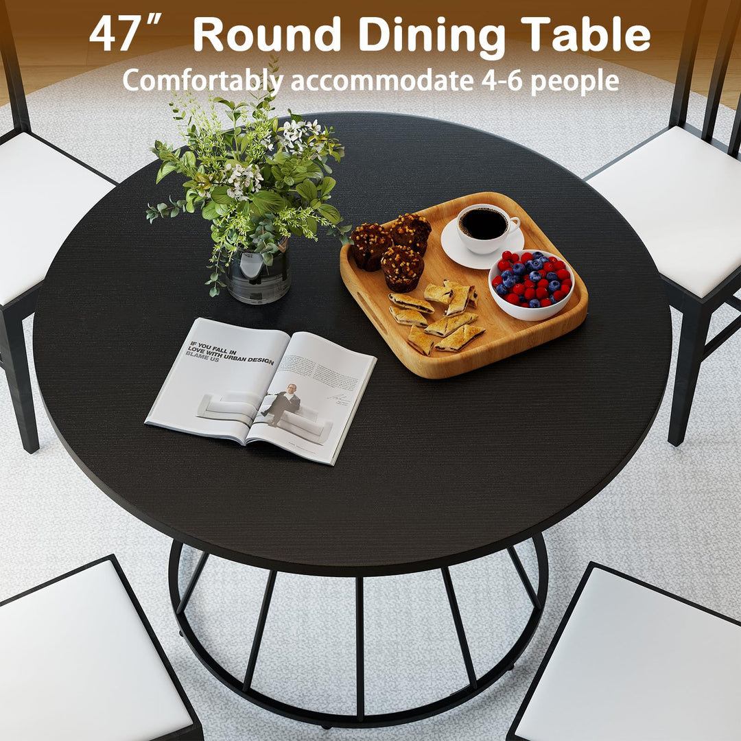 Giantex 47" Round Farmhouse Kitchen Table for 4