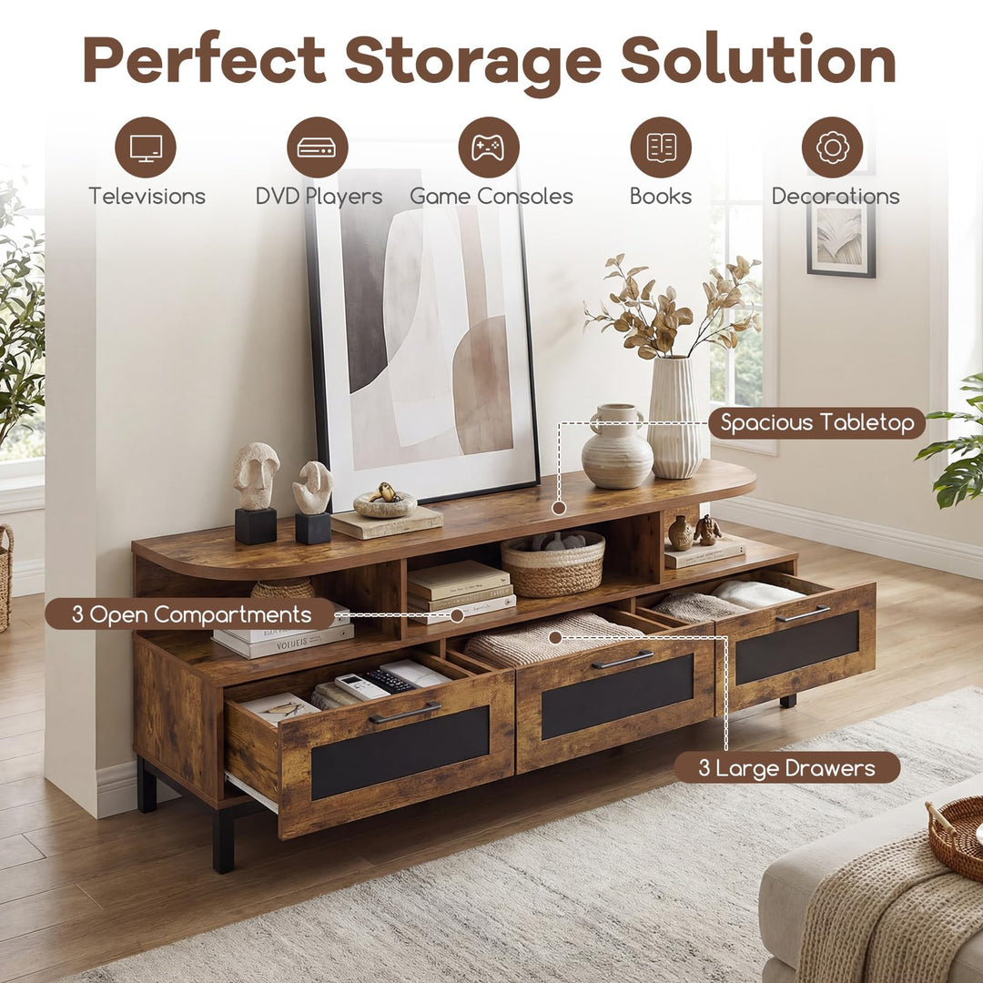 Giantex TV Stand for TVs up to 75" Entertainment Center with 3 Storage Drawers and Open Shelves