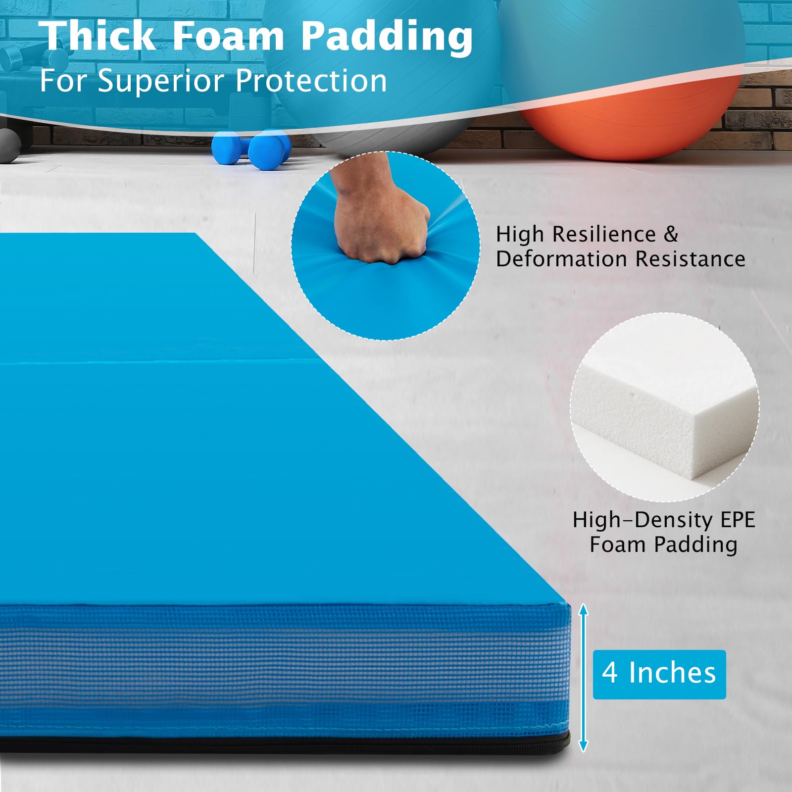 4" Thick Folding Gymnastics Mat - Giantex