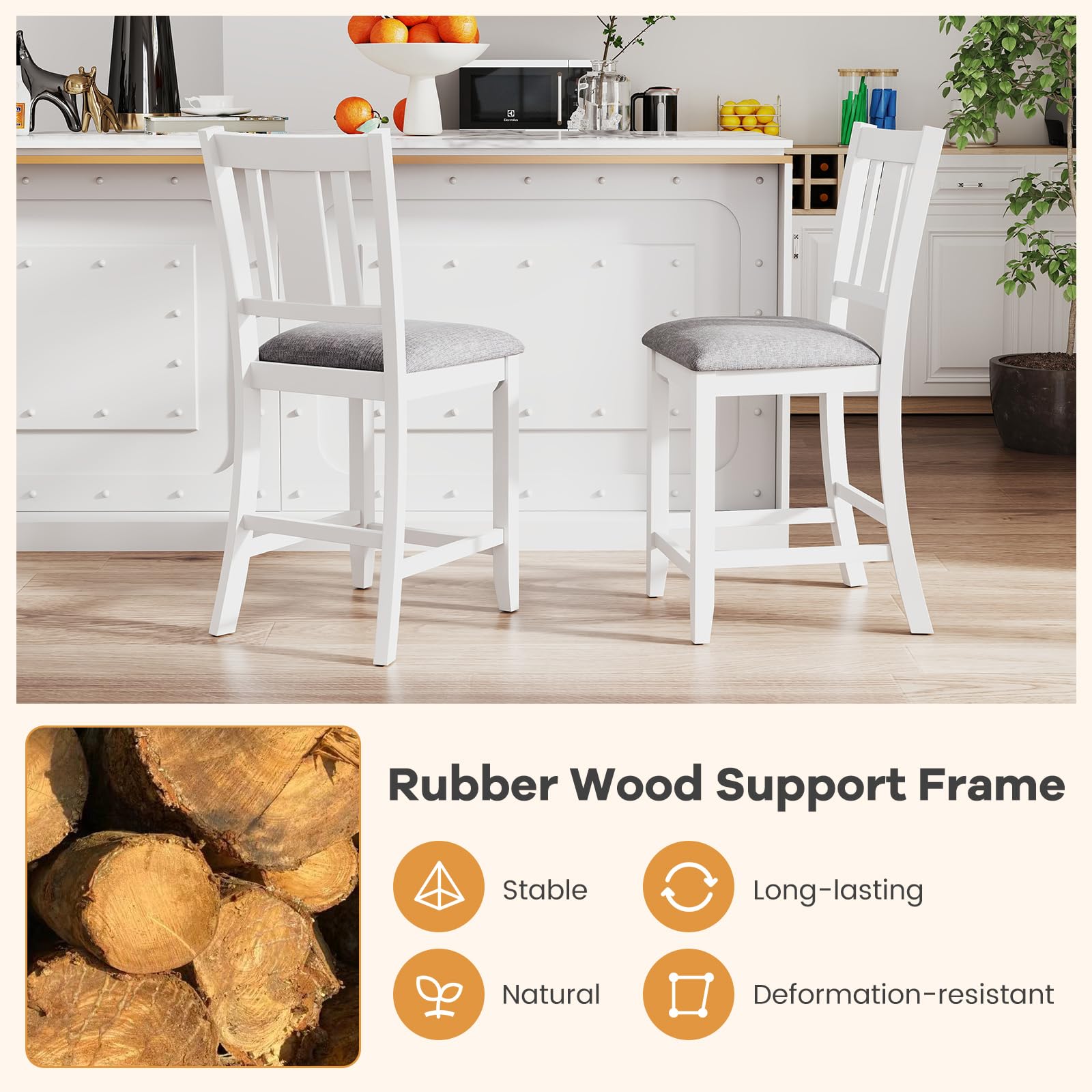 Giantex 24 Inch Modern Counter Height Stools with Footrest