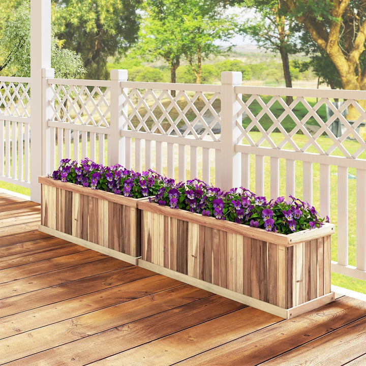 Giantex Rectangular Acacia Wood Raised Garden Bed w/Drainage Gaps