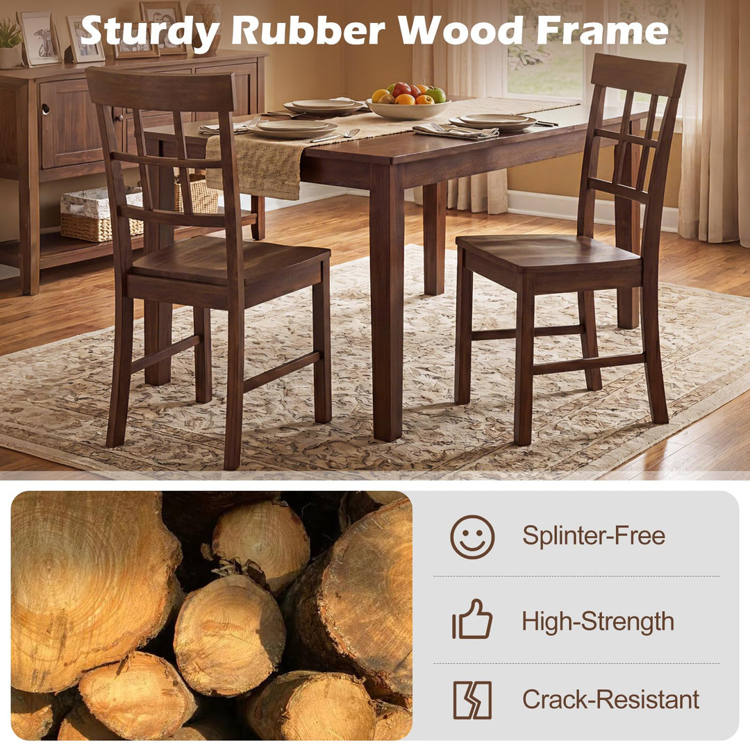 Giantex Armless Wooden Dining Chairs Set of 2/4 with Solid Rubber Wood Frame