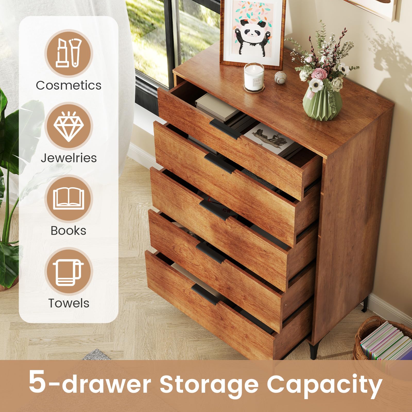 Giantex Wooden Storage Cabinet with Anti-Tip Kit & Sturdy Metal Legs