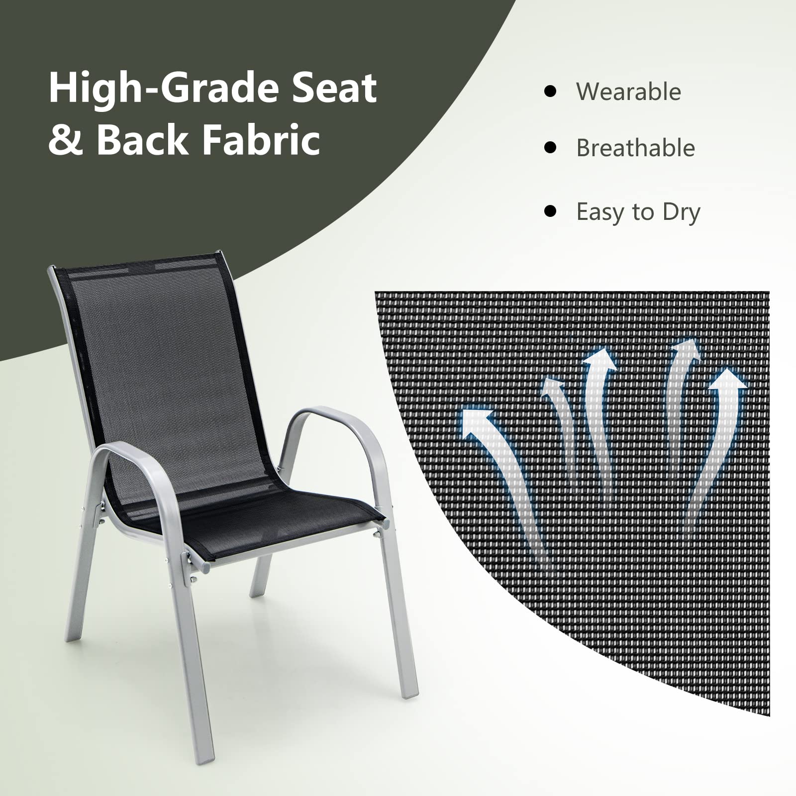Giantex Set of 4 Patio Chairs, Stackable Outdoor Dining Chairs