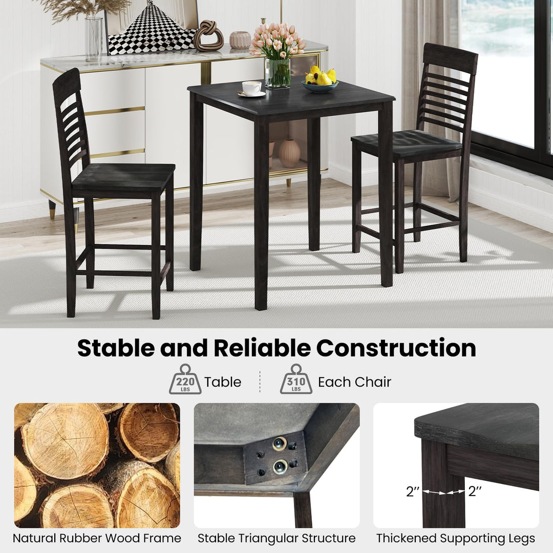 Giantex Counter-Height Square Kitchen Table and 4 Chairs Set with Rubber Wood Frame