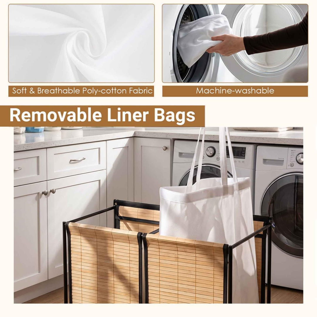 Giantex 2-Section Laundry Hamper with Lid for Bathroom