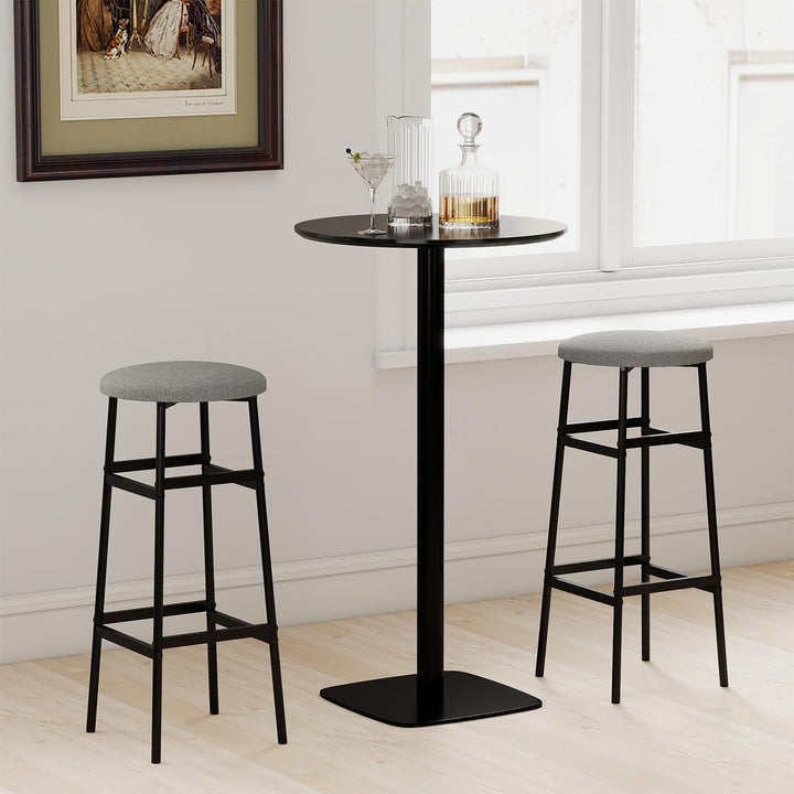 Giantex 29 Inch Bar Stools Set of 2/4 Upholstered Round Backless Bar Height Chairs with Sturdy Metal Frame and Footrest