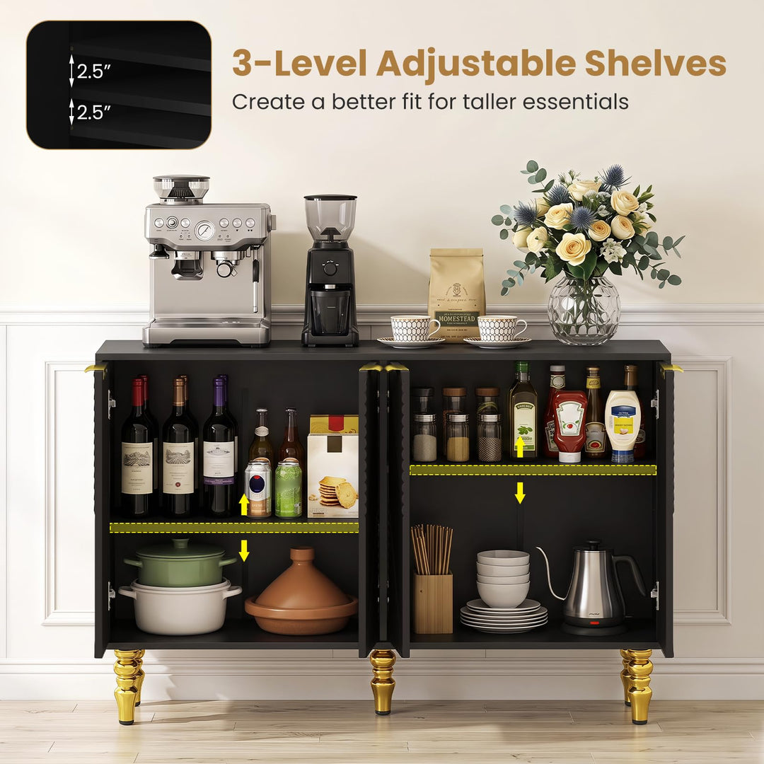 GIANTEX 47" Sideboard Buffet Cabinet with 4 Fluted Doors
