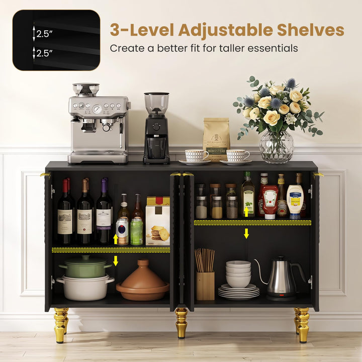 GIANTEX 47" Sideboard Buffet Cabinet with 4 Fluted Doors
