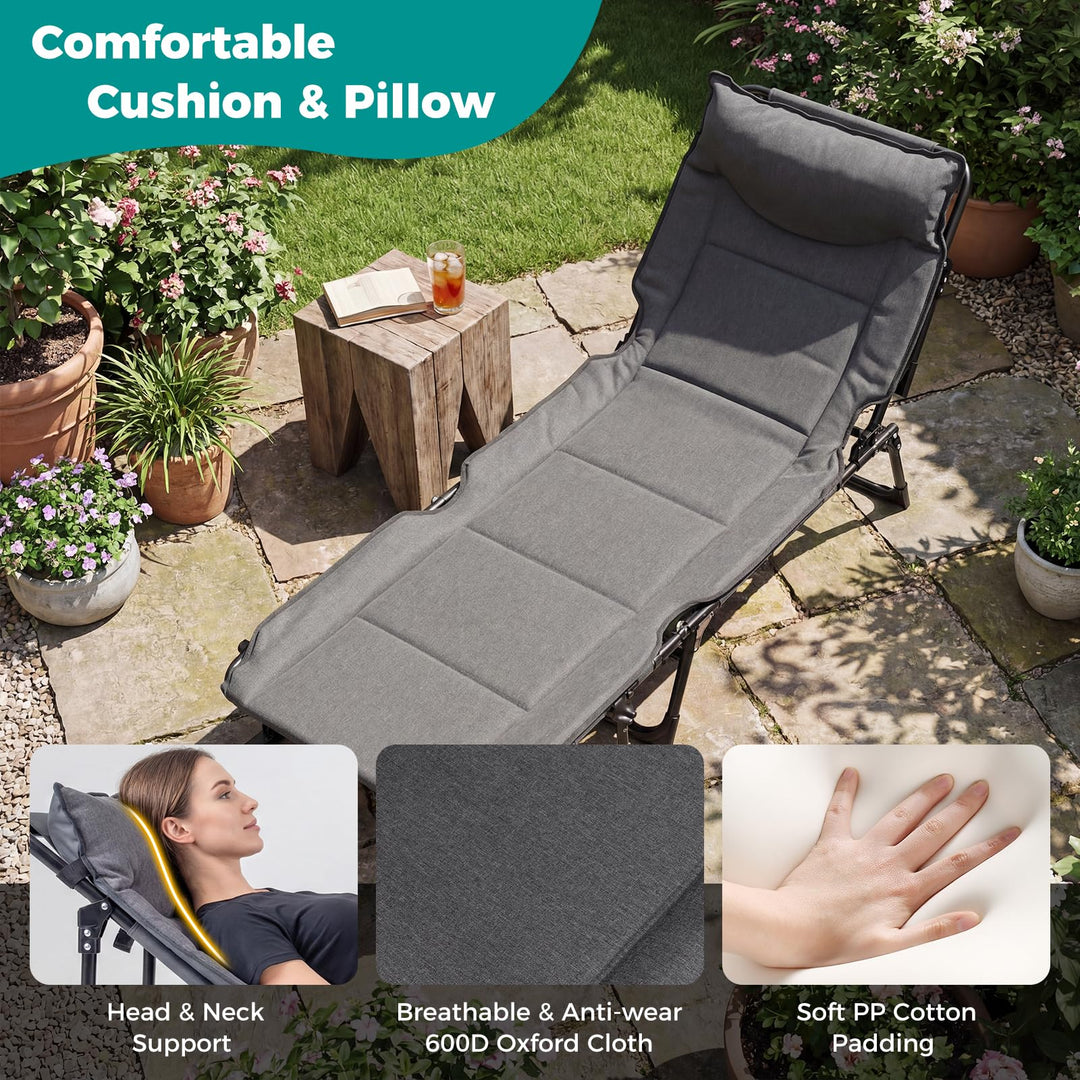 Giantex Folding Patio Lounge Chair with 6 Backrest Positions