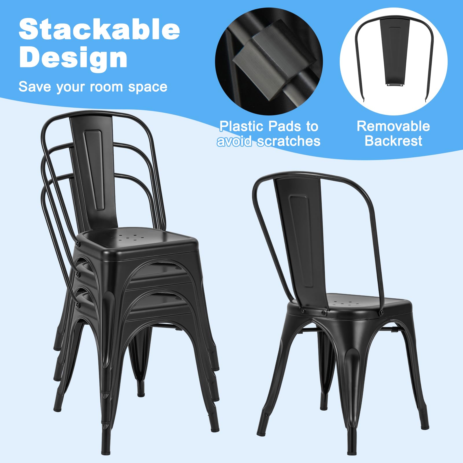 Giantex Metal Dining Chairs Set of 4