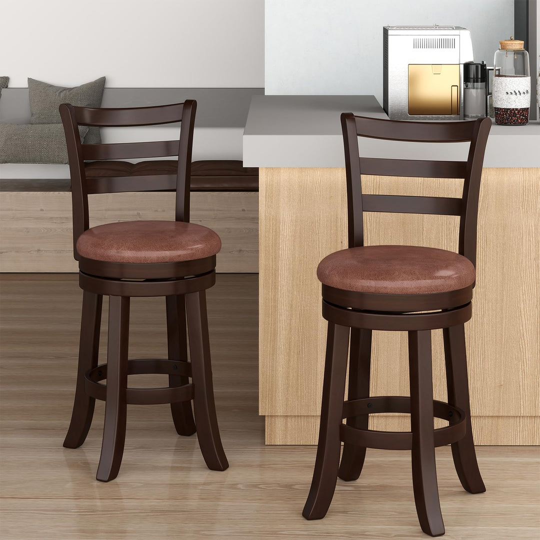 Giantex 26" Counter Height Swivel Barstools Set of 2/4 with Faux Leather Seat and Wrap-around Footrest