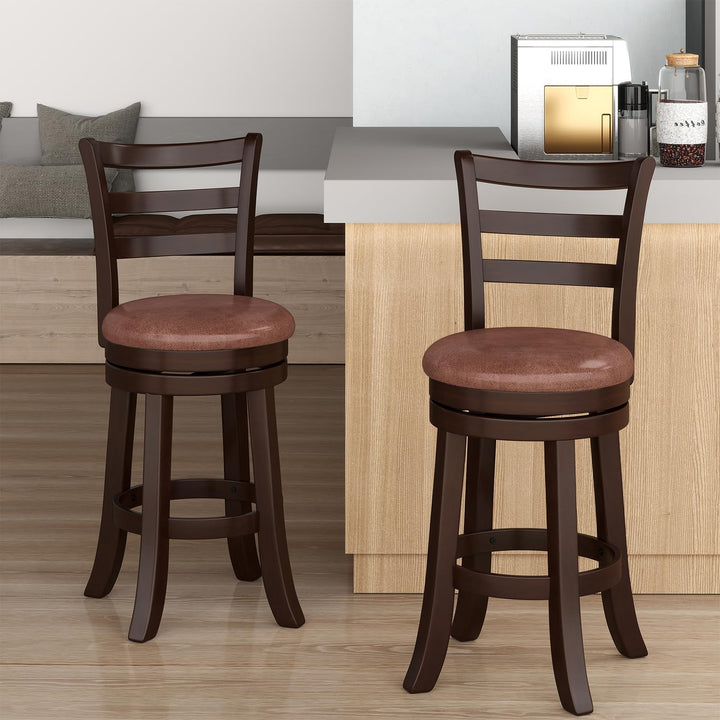 Giantex 26" Counter Height Swivel Barstools Set of 2/4 with Faux Leather Seat and Wrap-around Footrest