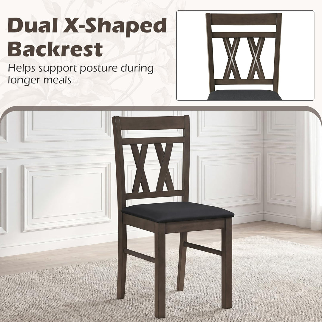 Giantex Wood Dining Chairs Set of 2/4 Linen Style Upholstered Kitchen Chairs with Dual X-Shaped Back