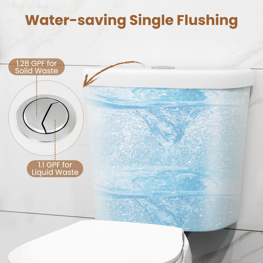 Giantex Two-Piece Elongated Toilet with 17.5" ADA Comfort Height Seat Powerful Dual Flush