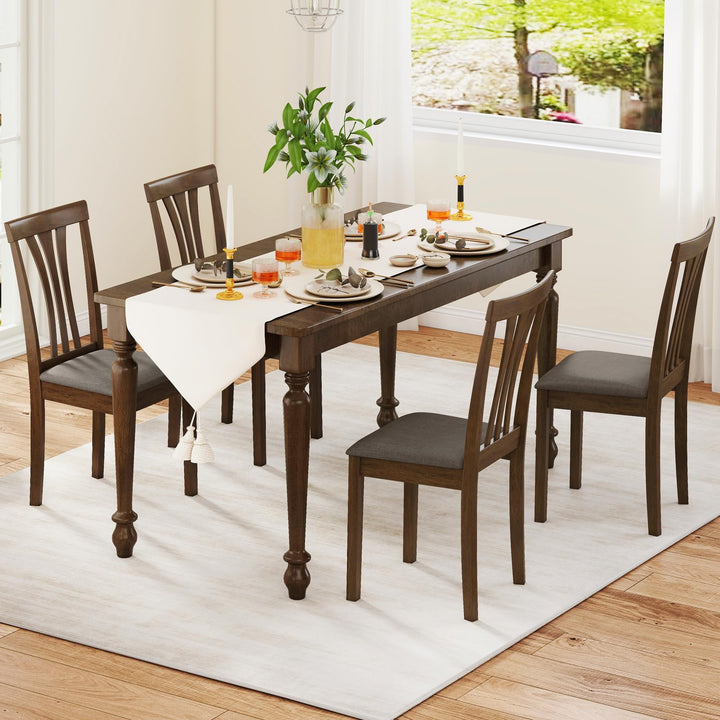 Giantex Wooden Dining Chairs Set of 2/4 Linen Fabric Upholstered Kitchen Armless Chair