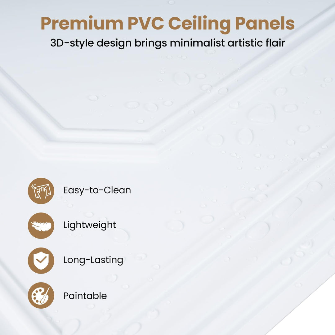 Giantex 12/24 Pack PVC Wall Panels with Raised Design