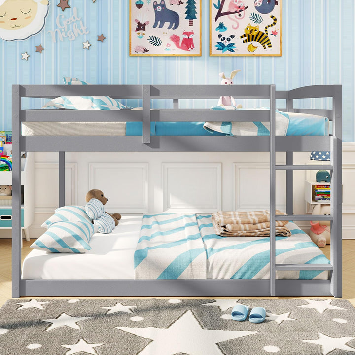 Giantex Full Over Full Bunk Bed Solid Wood Kids Bunk Bed with Full-Length Guardrails