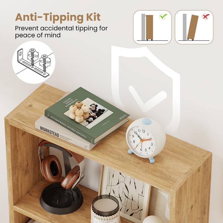 Giantex 3-Tier Bookcase with Anti-Tipping Kit for Living Room
