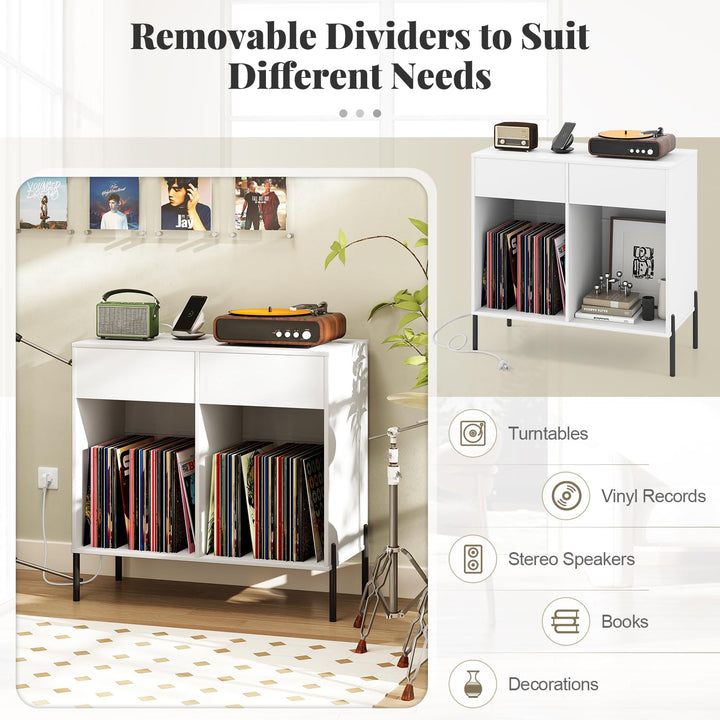 Giantex Large Record Player Stand with Charging Station