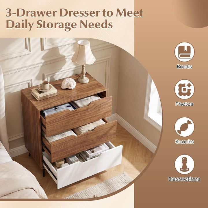 Giantex 3-Drawer Rustic Farmhouse Wooden Storage Dresser