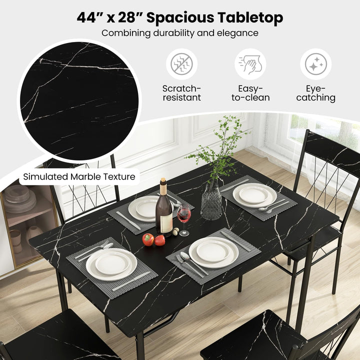 Giantex Dining Table Set for 4, 5-Piece Breakfast Nook with Kitchen Table, 4 Dining Chairs