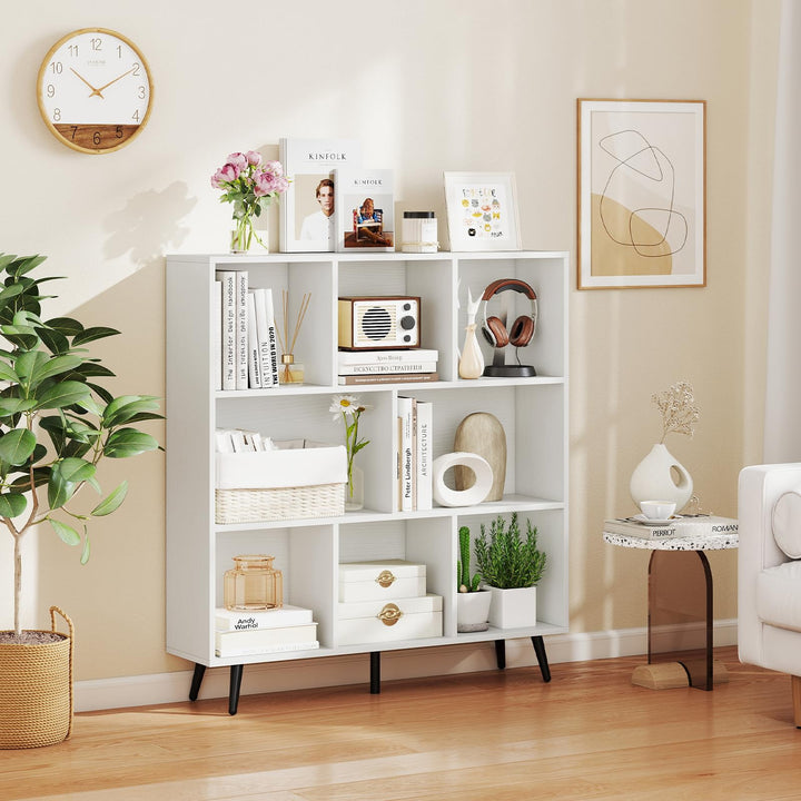 Giantex 3 Tier Modern Bookshelf with 5 Metal Legs for Living Room