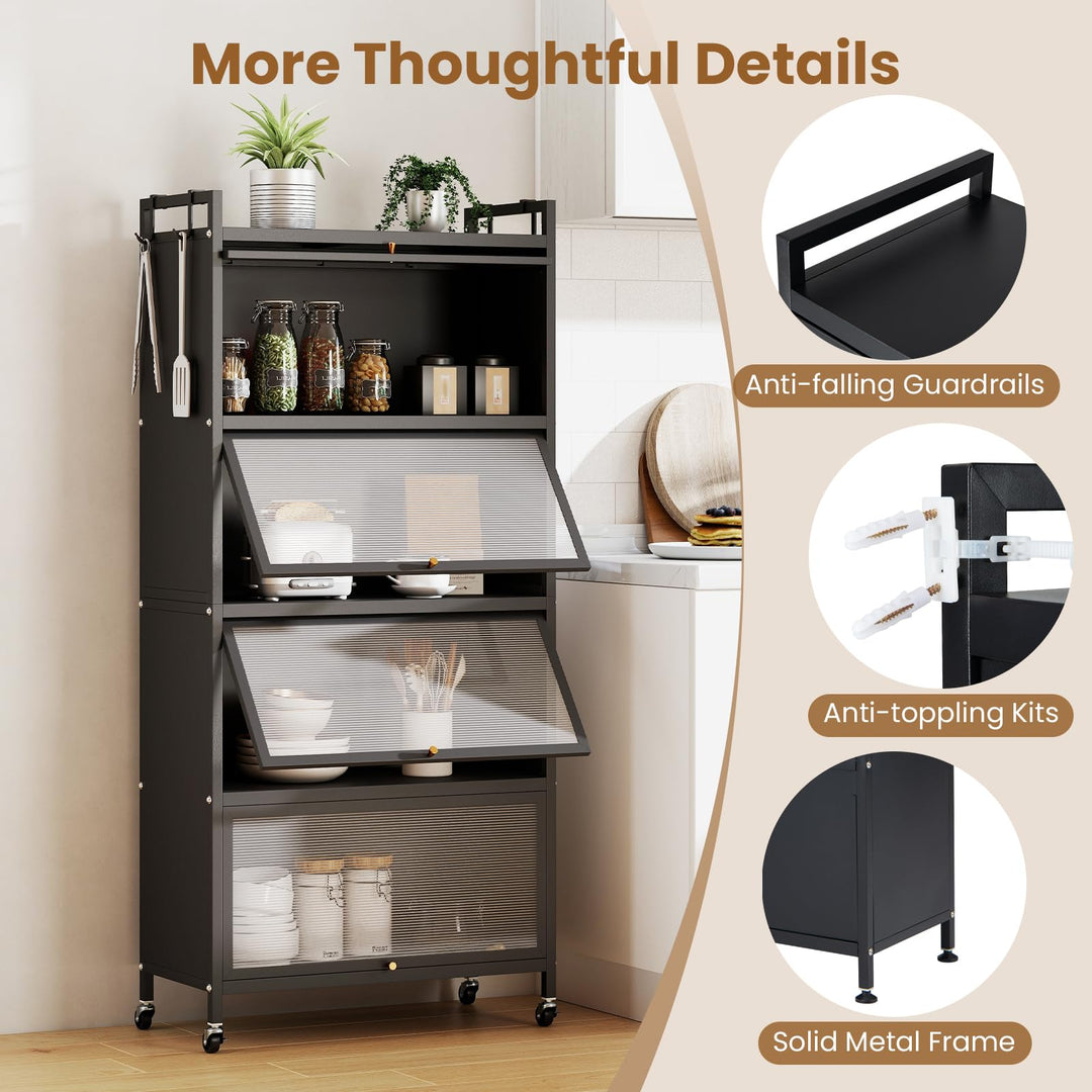 Giantex 5-Tier Kitchen Storage Cabinet, Freestanding Metal Baker&