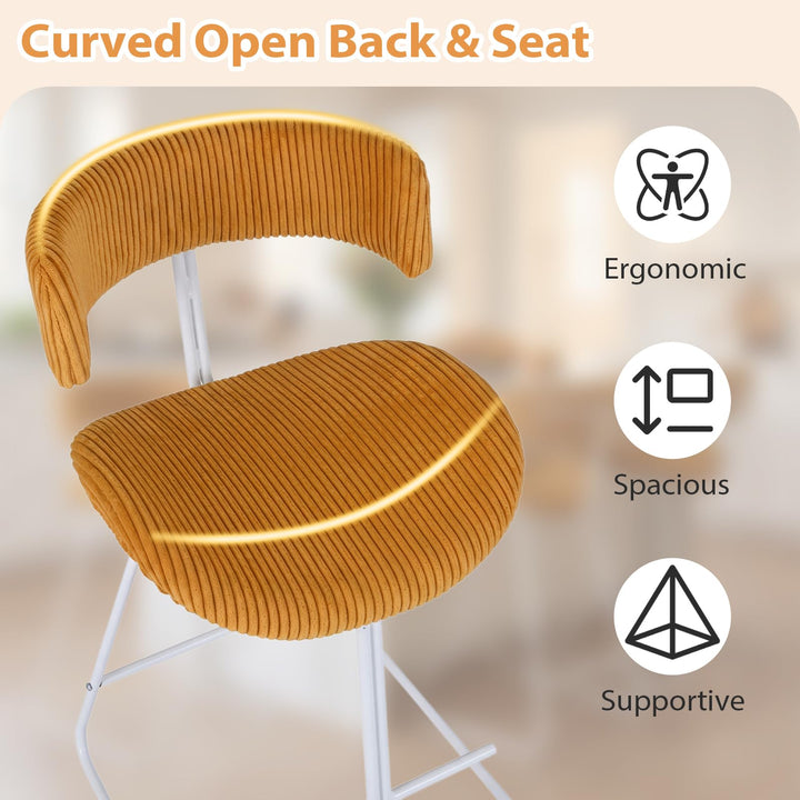 Giantex 25" Fabric Upholstered Armless Counter Height Chairs with Metal Legs &amp; Footrest