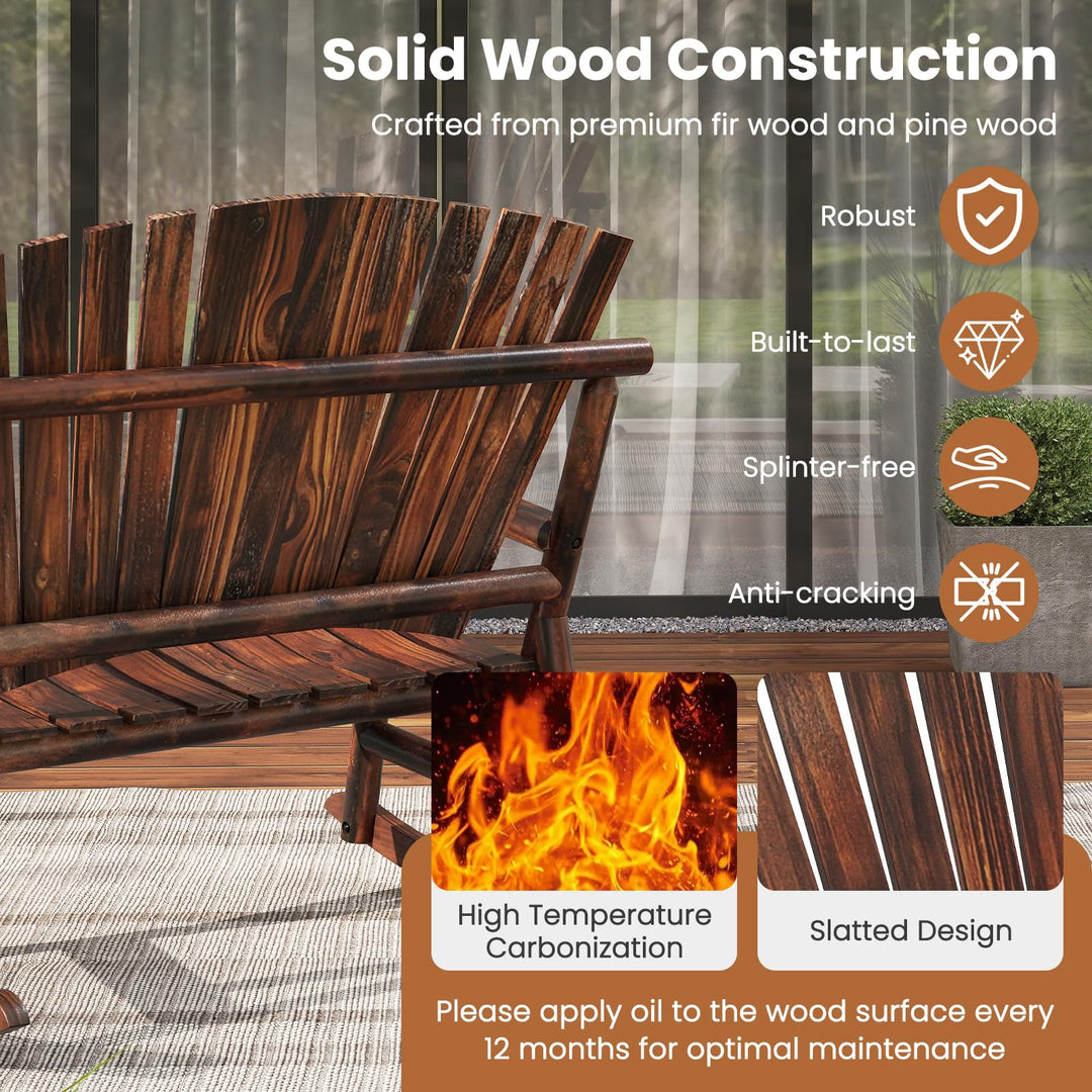 Giantex 1/2 Pcs Outdoor Wooden Rocking Bench（51”x38”x46”）