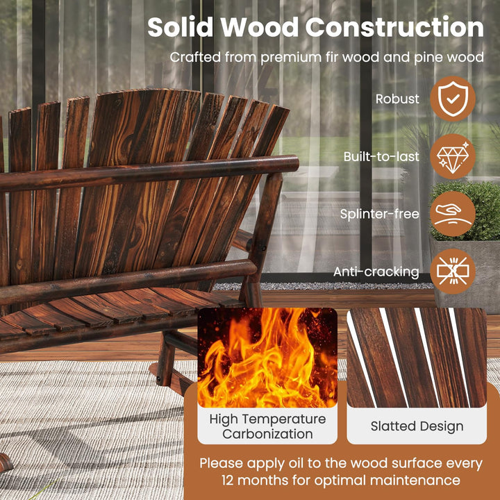 Giantex 1/2 Pcs Outdoor Wooden Rocking Bench（51”x38”x46”）