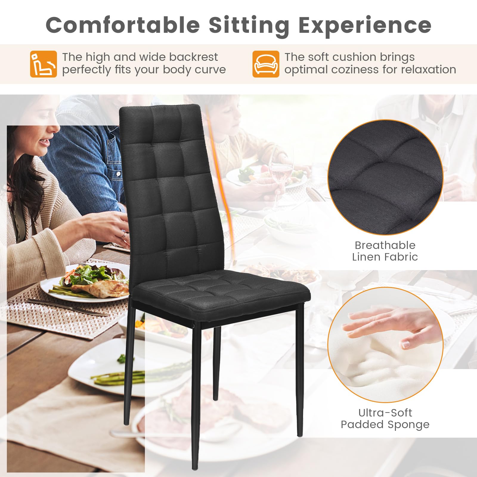 Giantex Dining Chairs Set of 4 Black