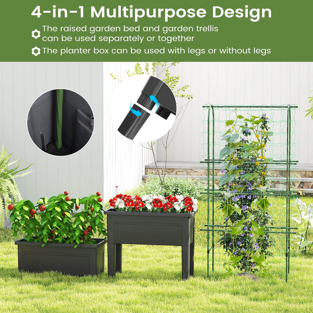 Giantex Raised Garden Bed with Legs and Trellis for Climbing Plants