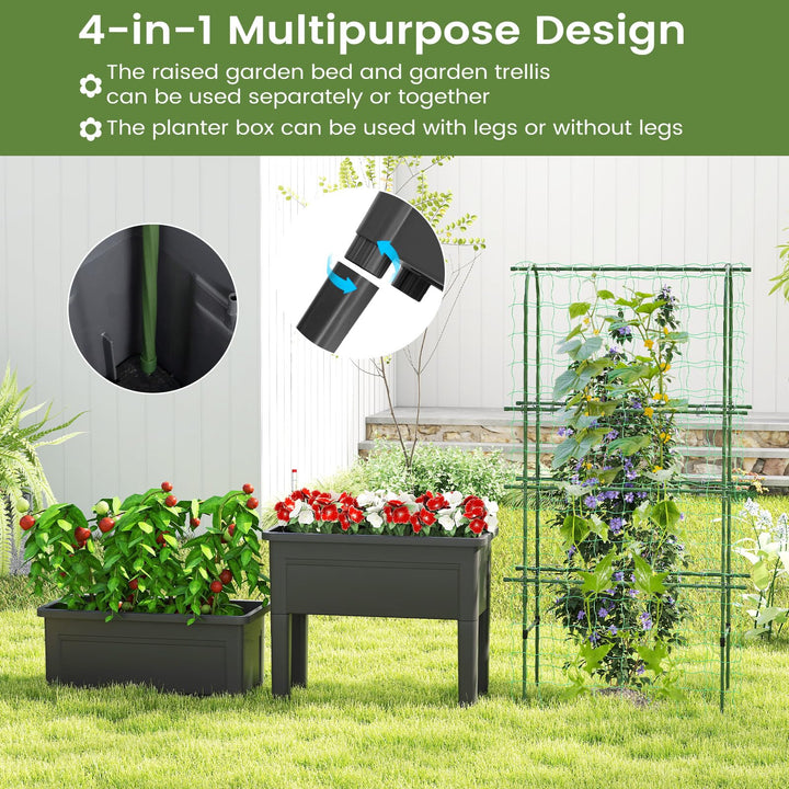 Giantex Raised Garden Bed with Legs and Trellis for Climbing Plants