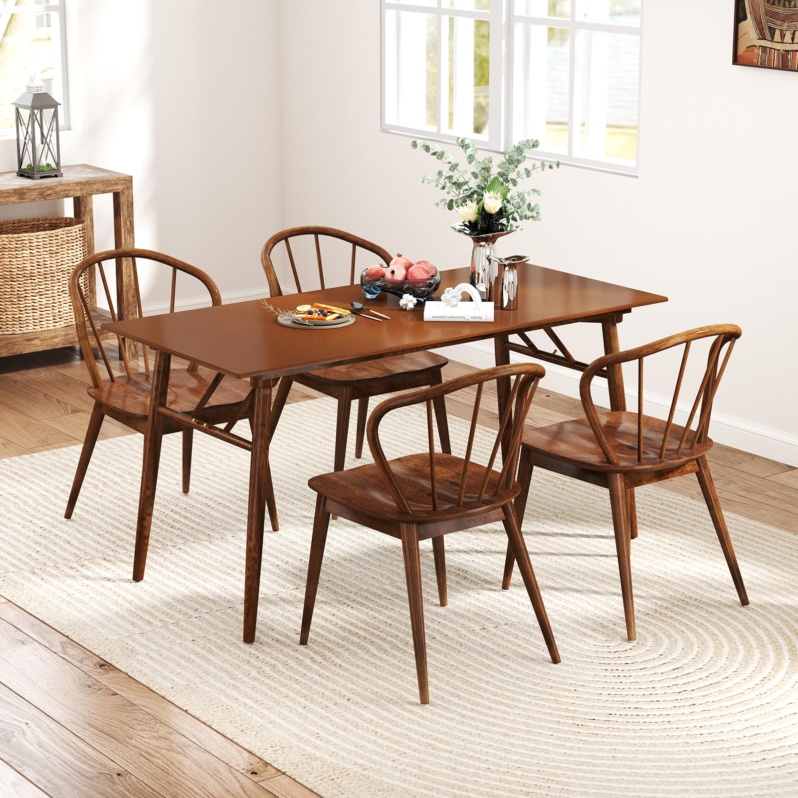 Giantex Wooden Dining Chairs Set of 2/4, Windsor Kitchen Chairs w