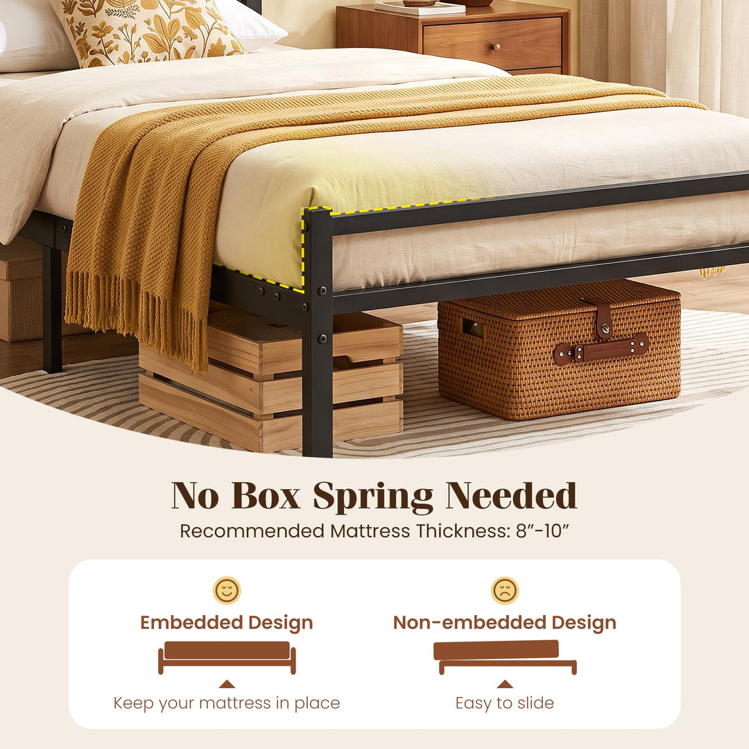 GIANTEX Twin Size Metal Bed Frame with Headboard &amp; Footboard